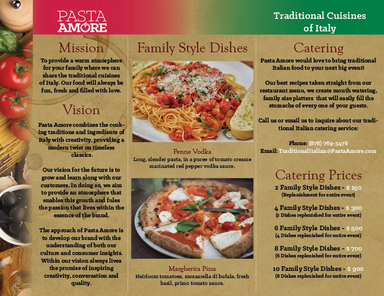 Pasta Amore Inside Brochure